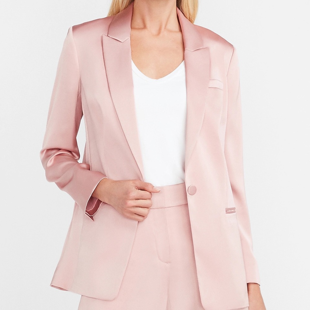 Satin Peak Lapel Boyfriend Blazer